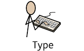 A stickman typing on a keyboard.