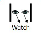 A pair of eyes watching a video.