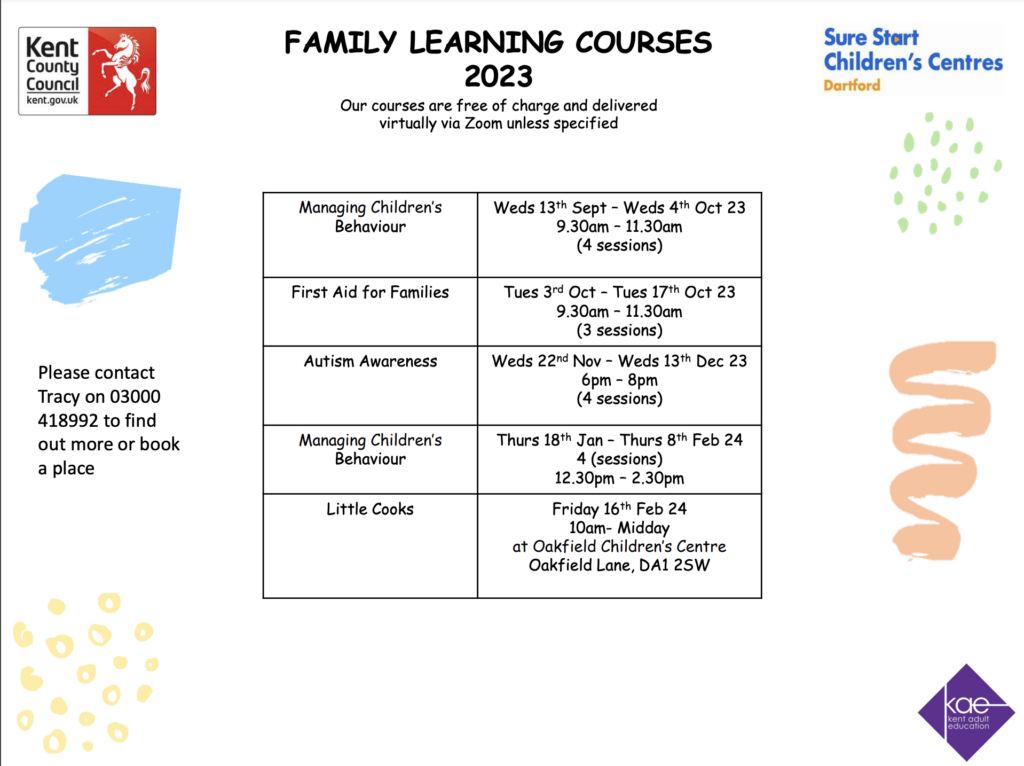 Family Learning timetable